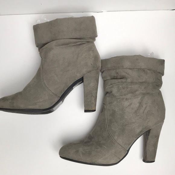 Express Shoes - Express Booties Slouchy Suede Gray
